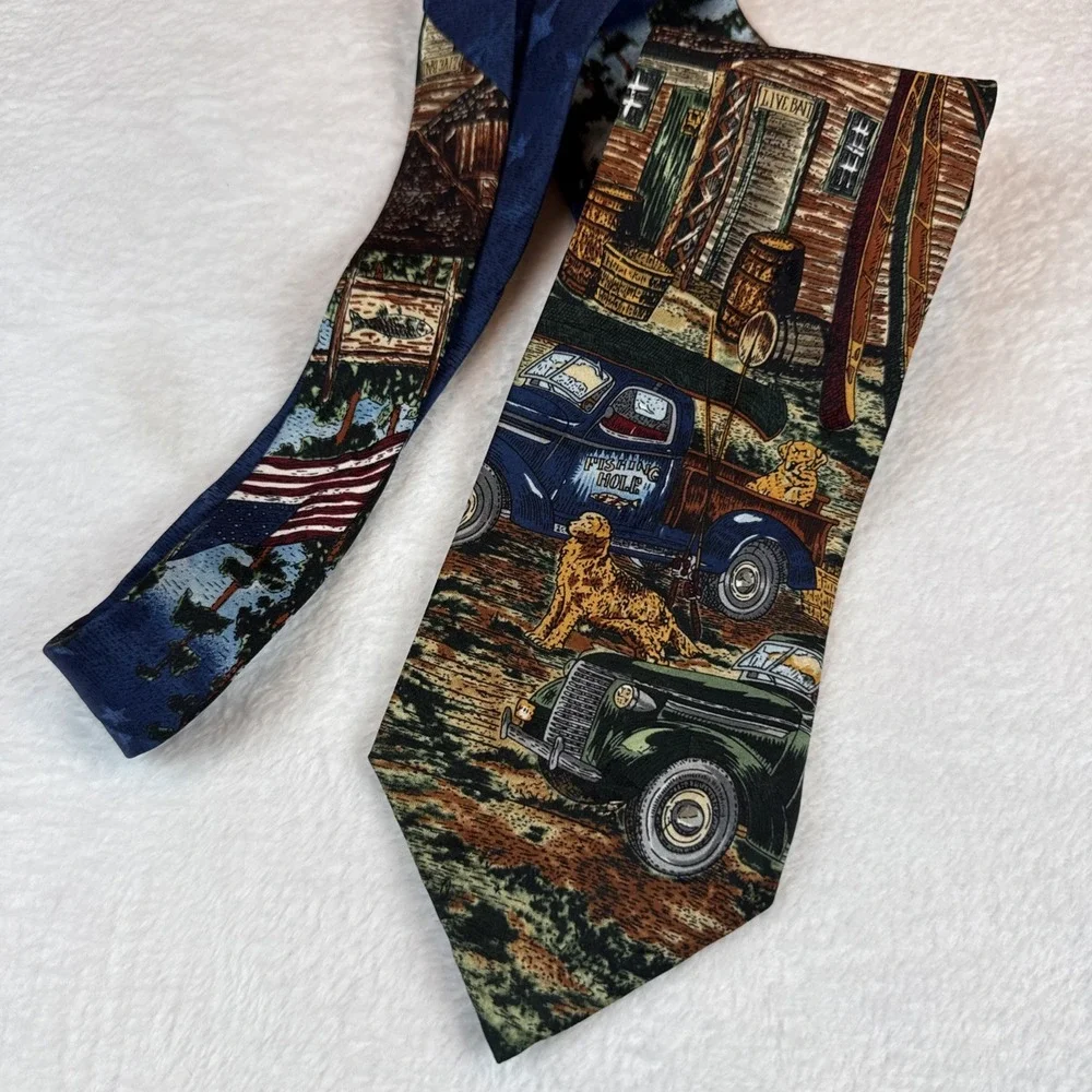 Silk Tie Tango By Max Raab Americana Series Back Country circa 1936 trucks dogs